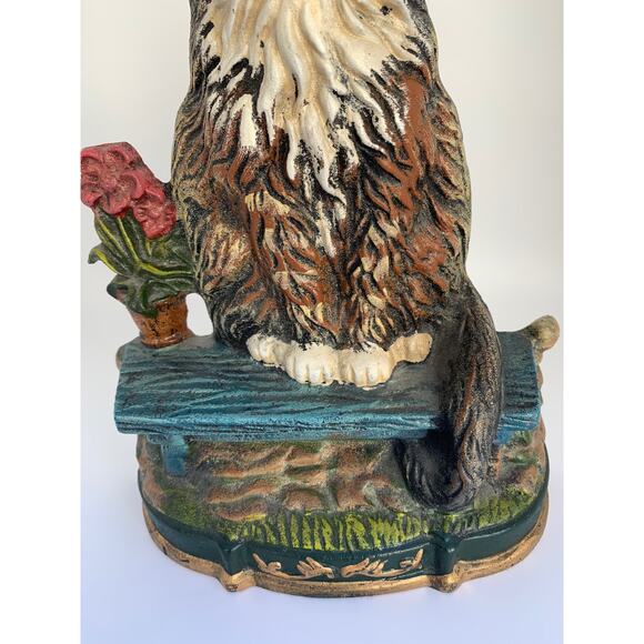 Vintage Cast Iron Doorstop Cat on a Bench - Picture 2 of 7
